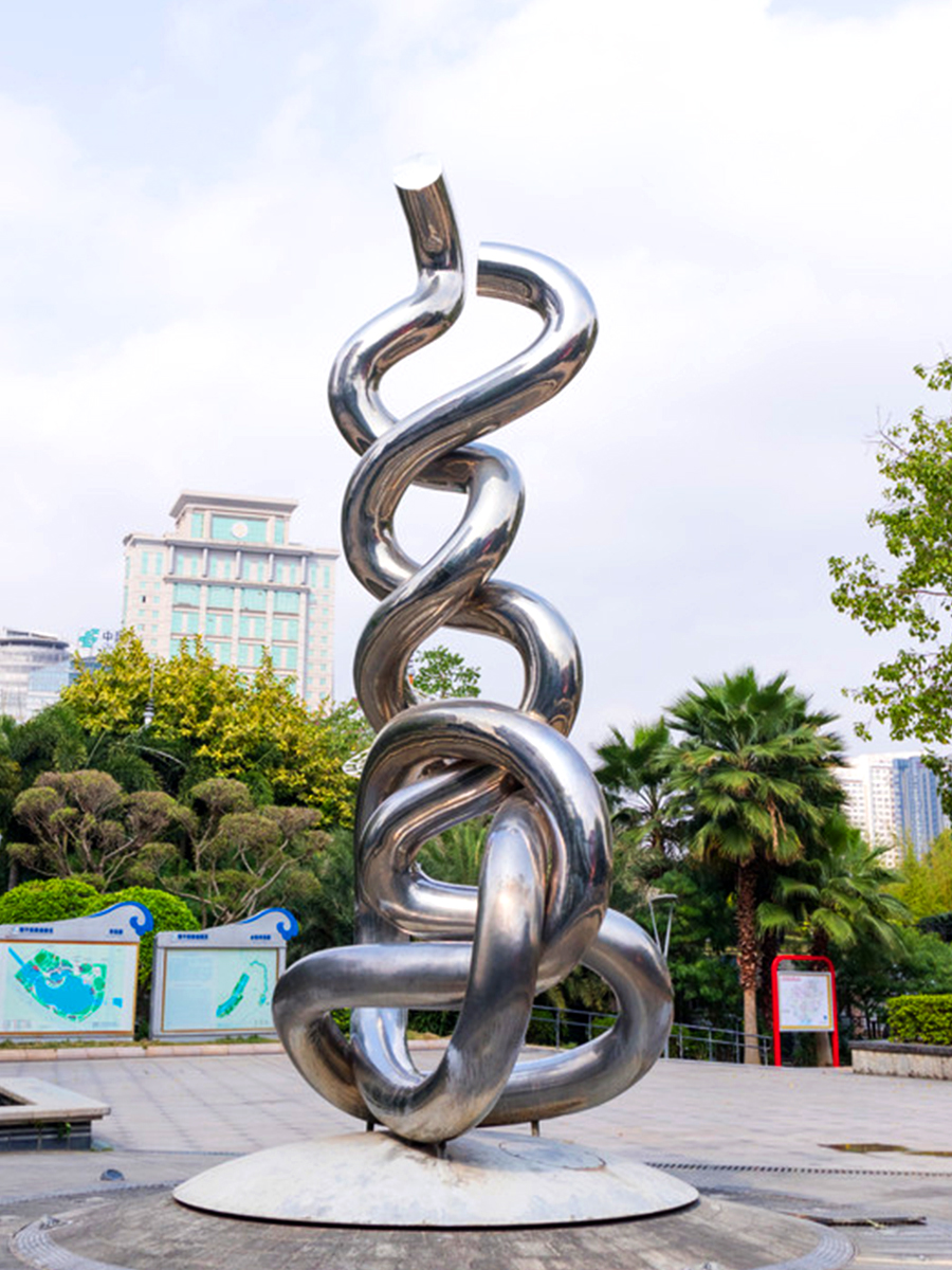 Stainless steel twist square sculpture factory