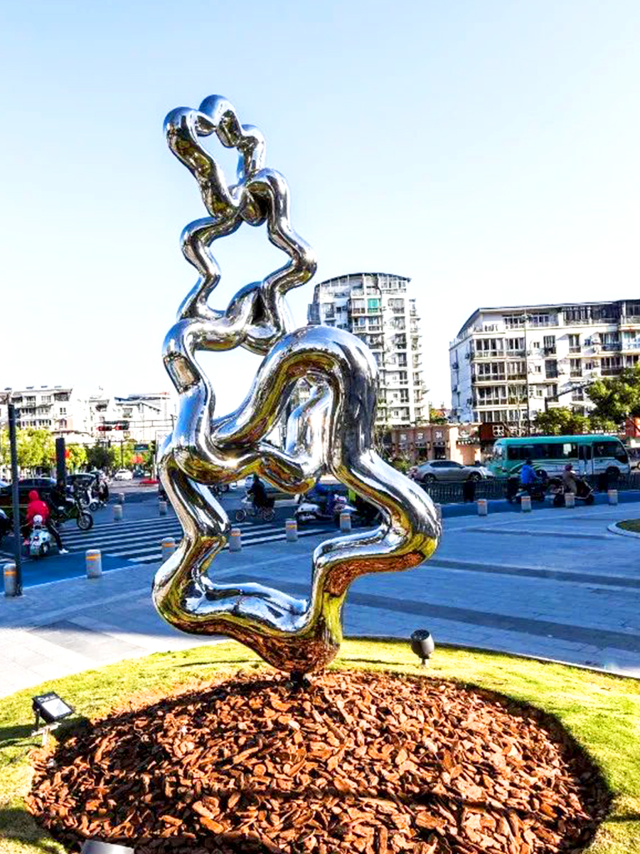 Stainless steel twist square sculpture factory