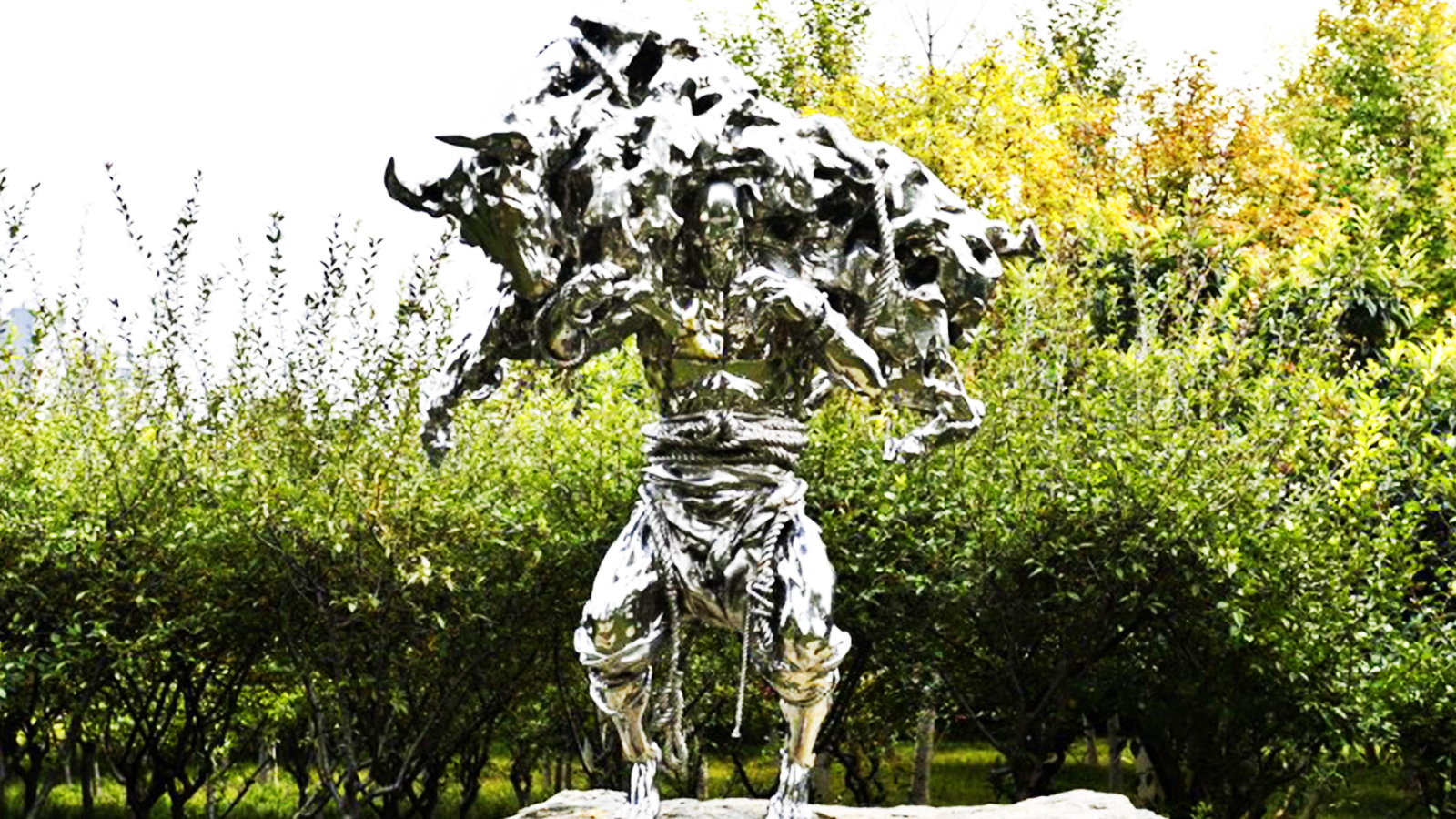 Stainless steel abstract ribbon art sculpture, waterscape sculpture