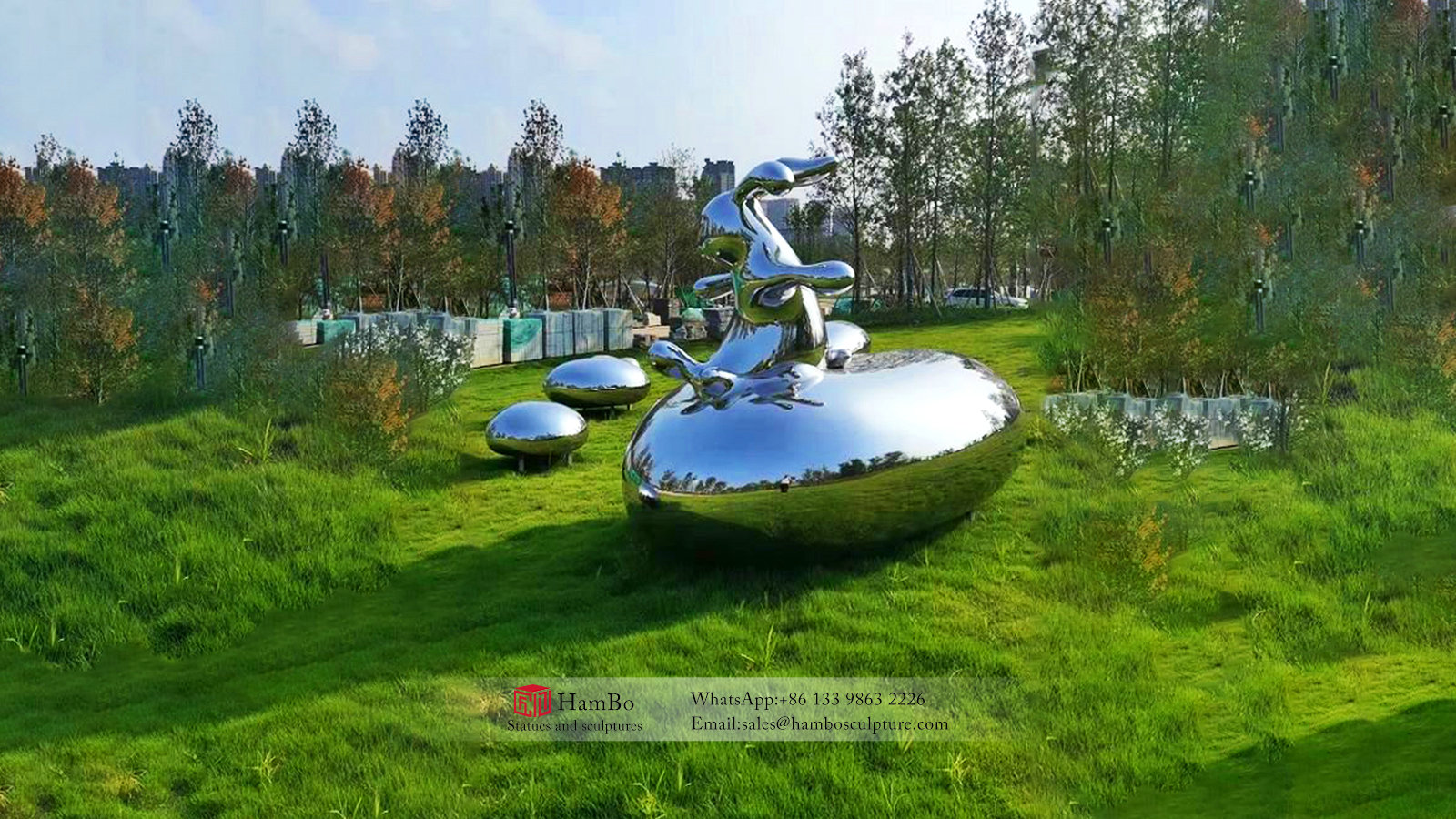Stainless steel tree sculpture in square
