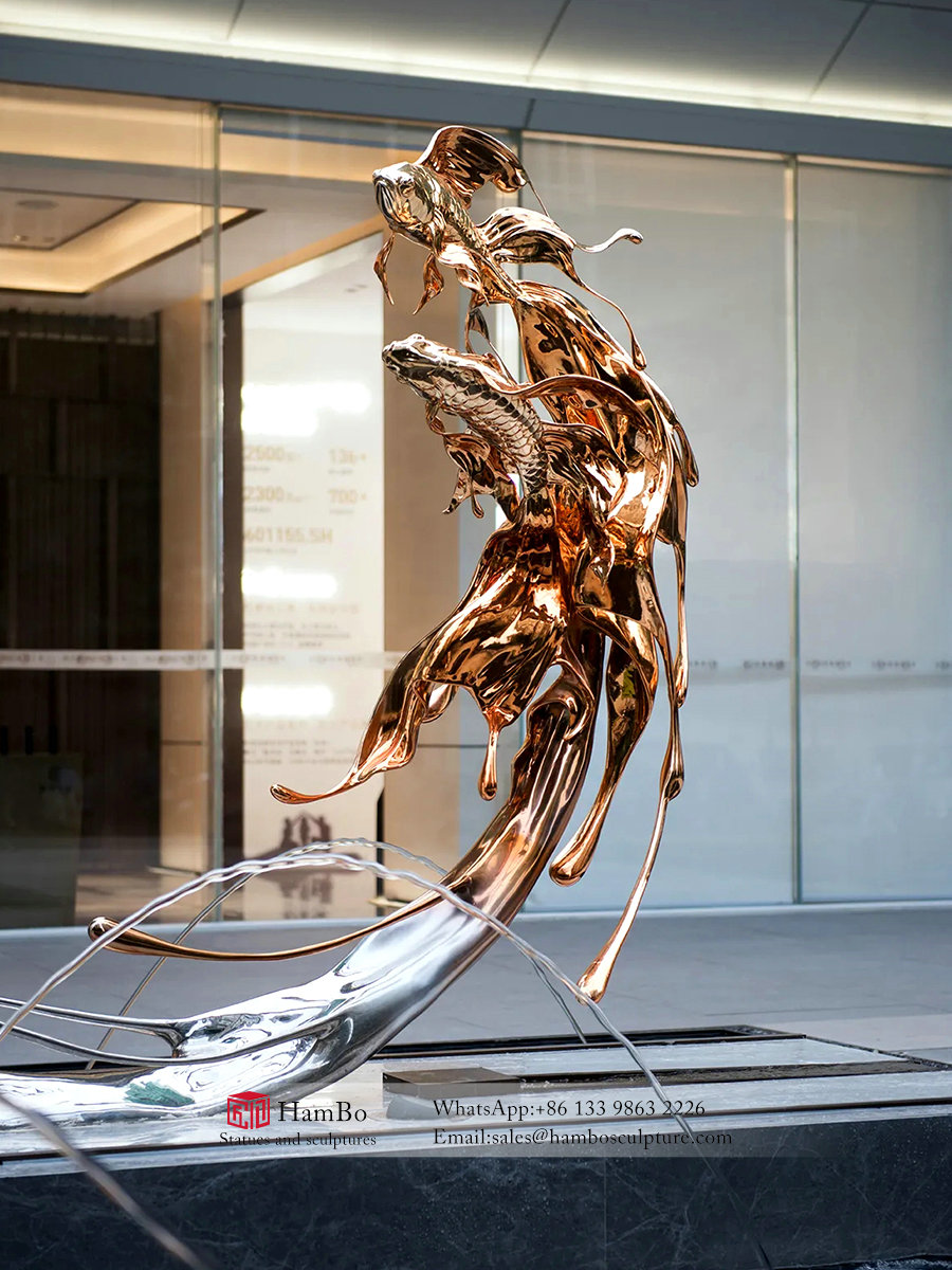 Real estate stainless steel wave sculpture