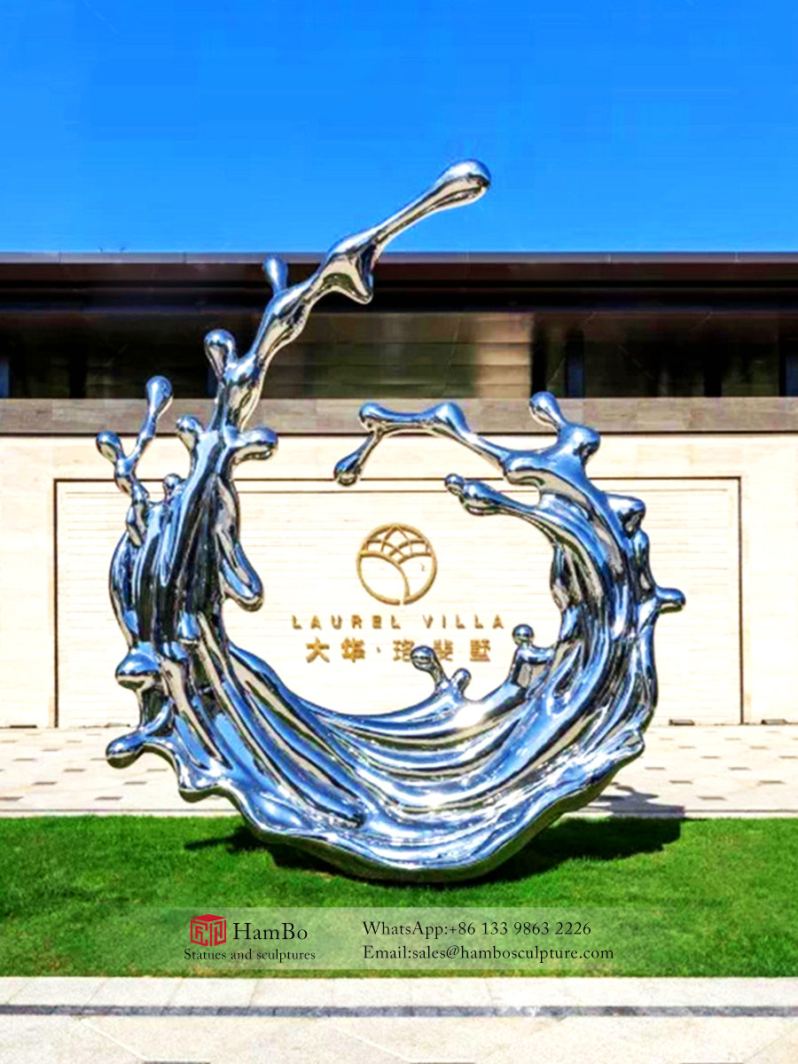 Real estate stainless steel wave sculpture
