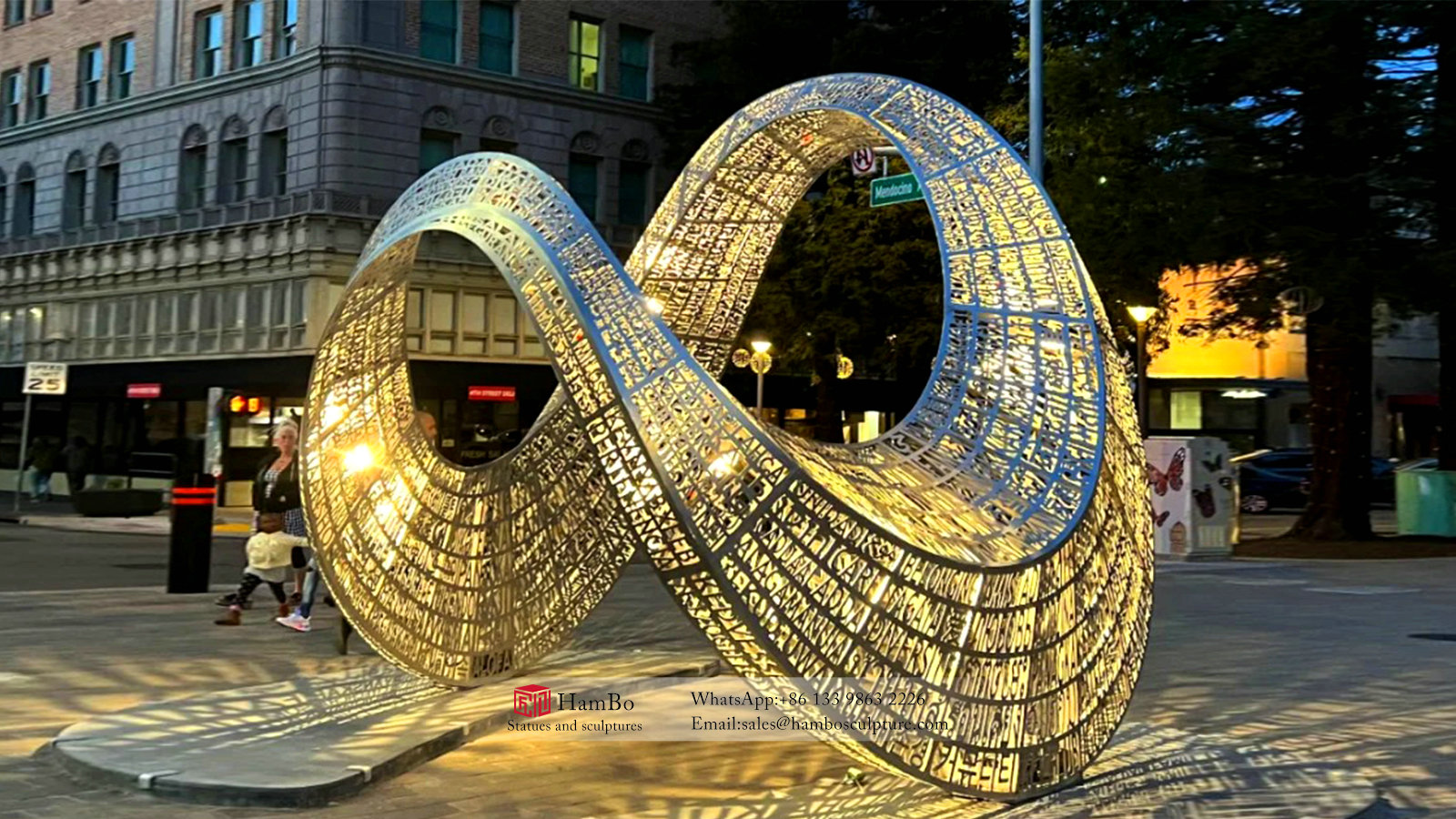 Real estate stainless steel wave sculpture