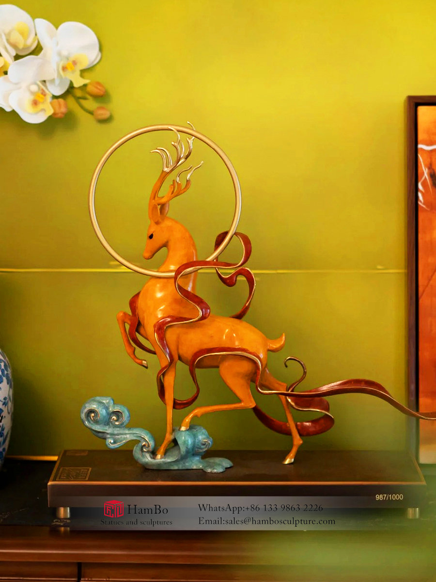 Indoor bronze deer sculpture manufacturer