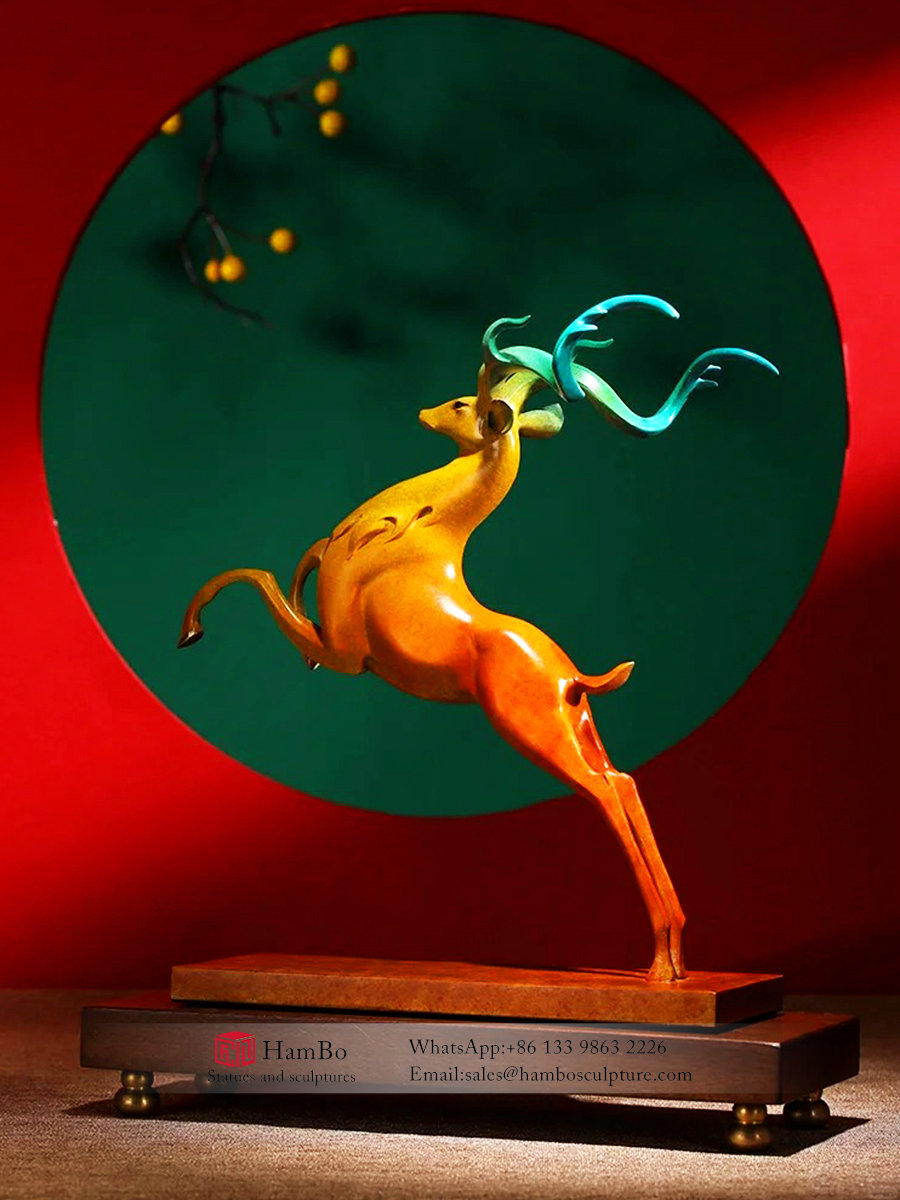 Indoor bronze deer sculpture manufacturer