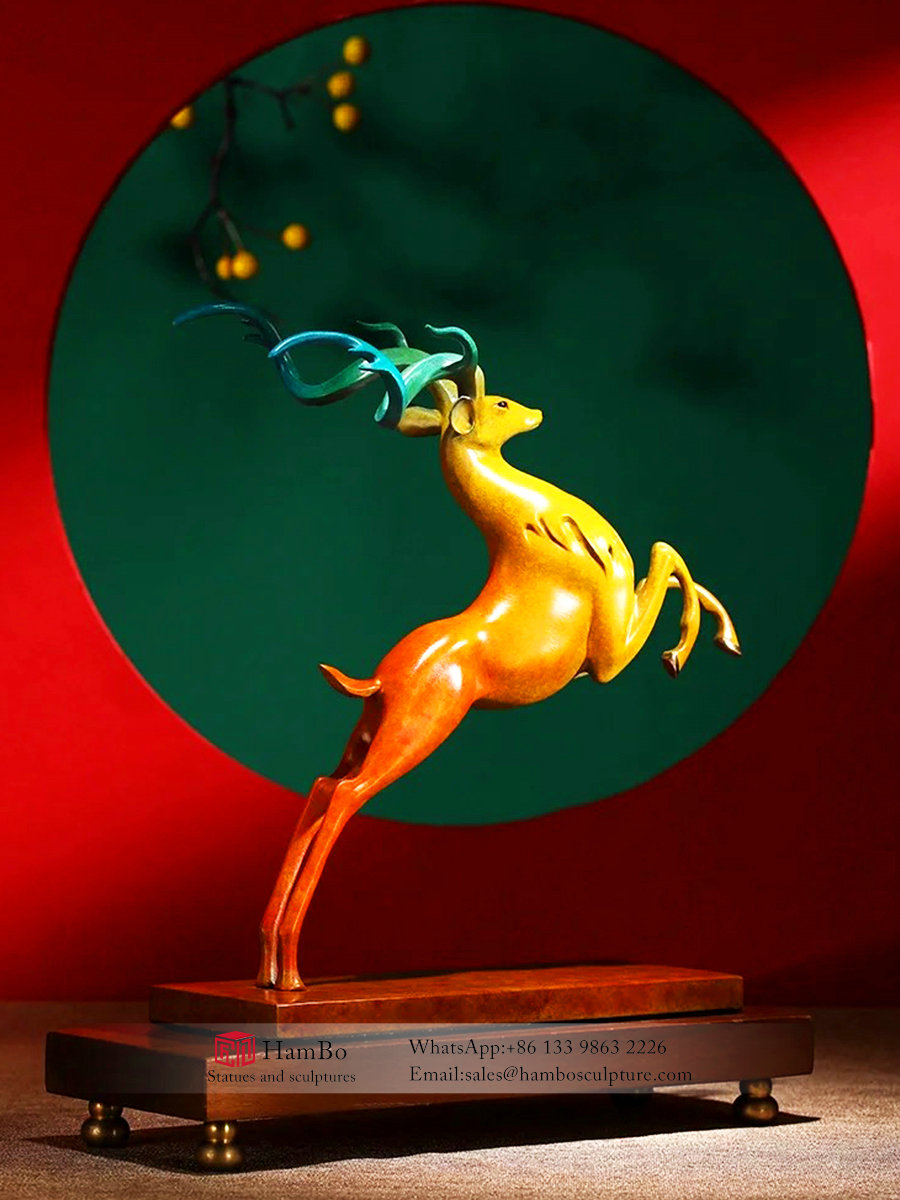 Indoor bronze deer sculpture manufacturer