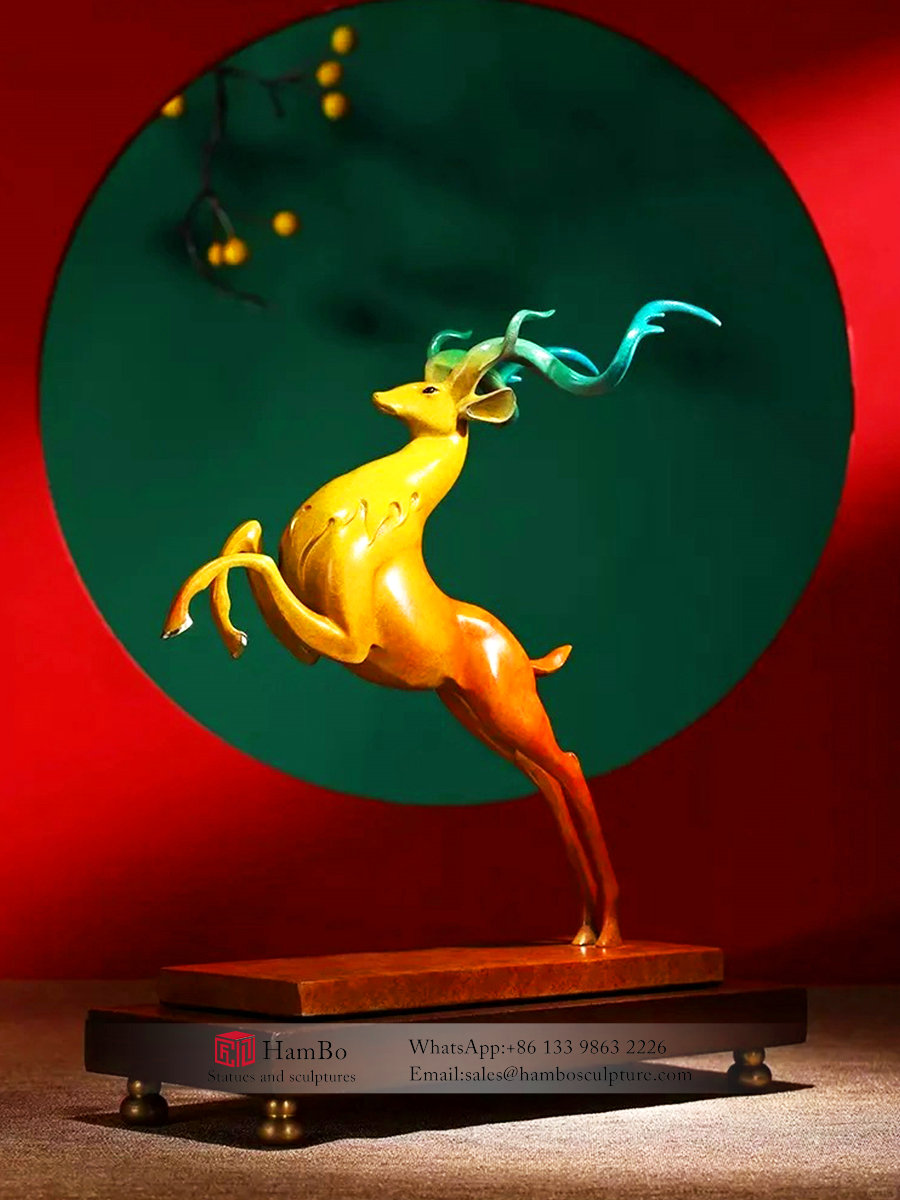 Indoor bronze deer sculpture manufacturer