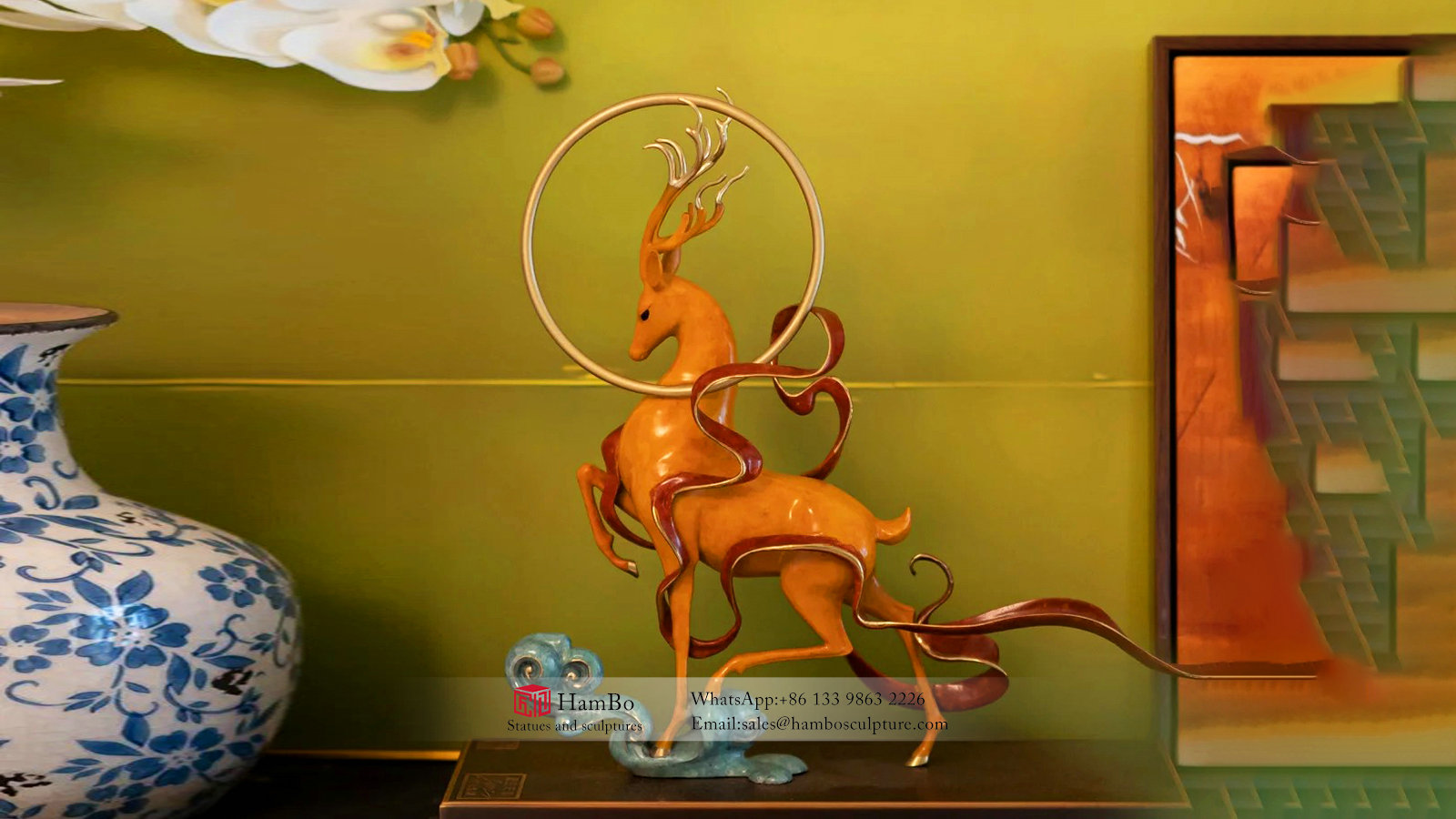 Indoor bronze deer sculpture manufacturer