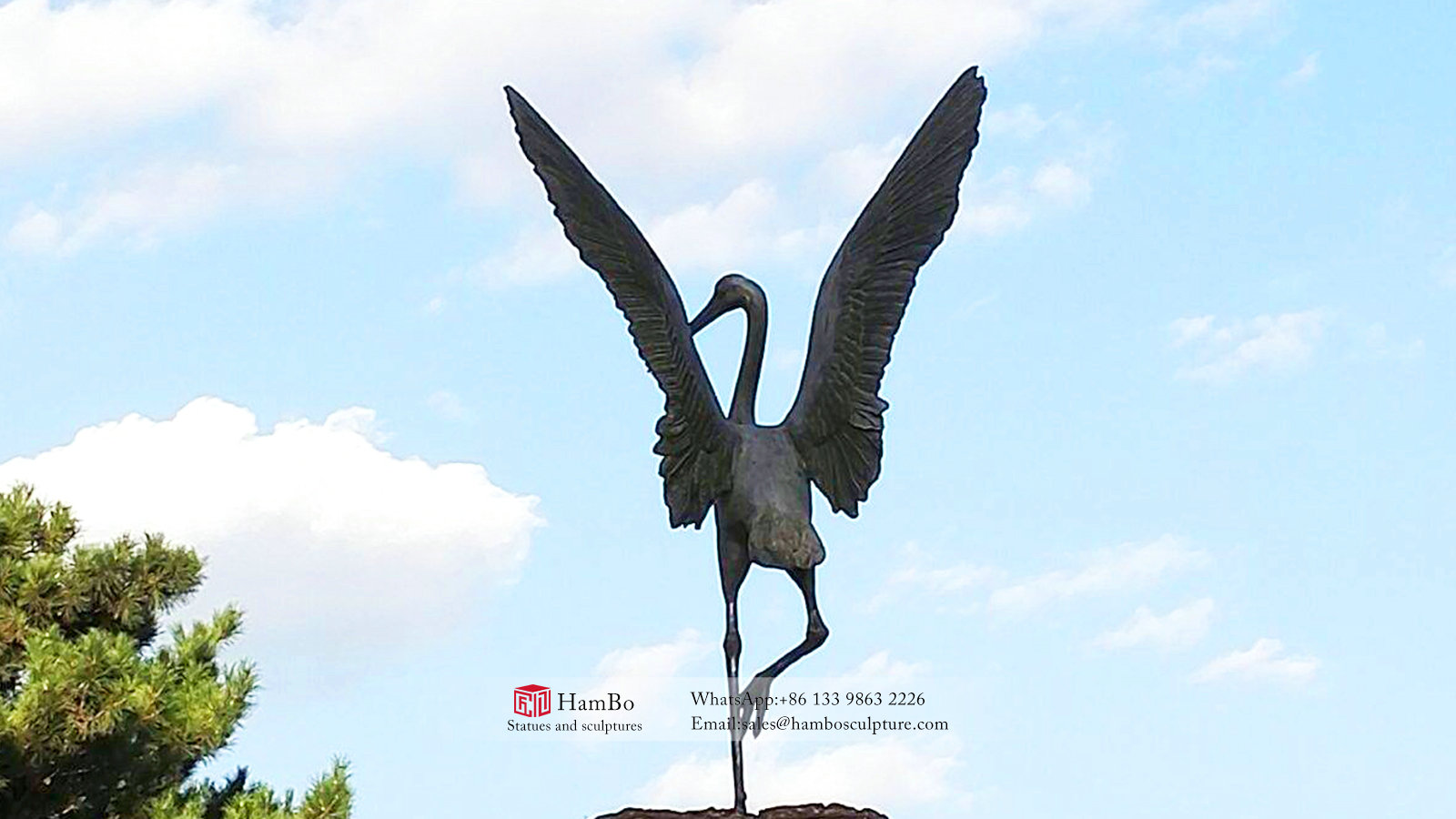 Real estate bronze crane sculpture art sculpture