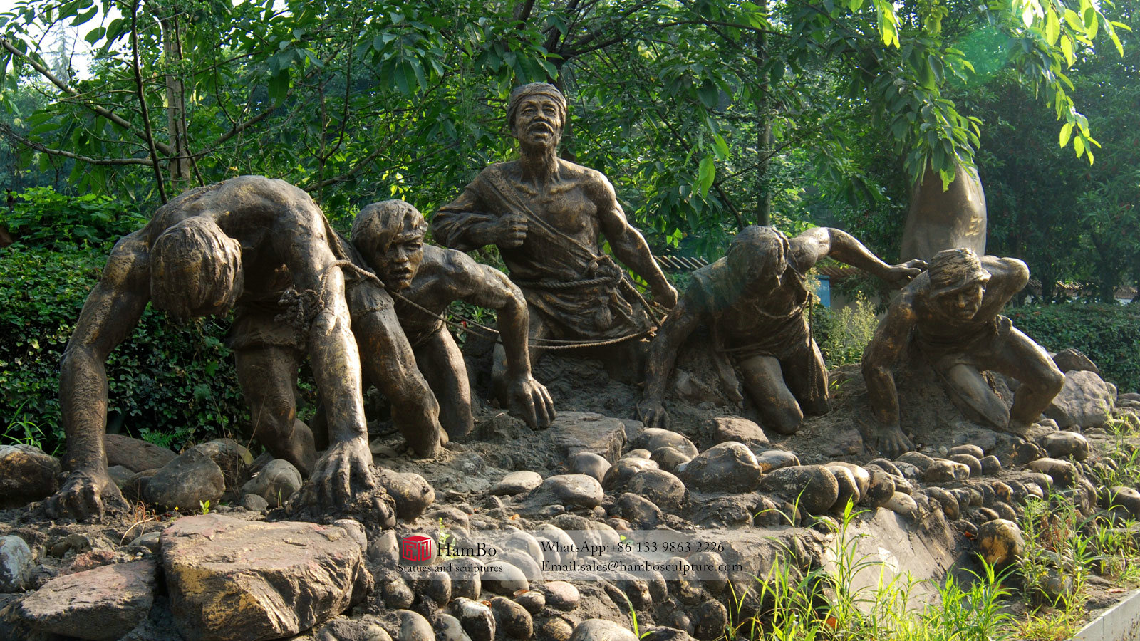 Tourist scenic spot seaside casting copper boatman sculpture production factory