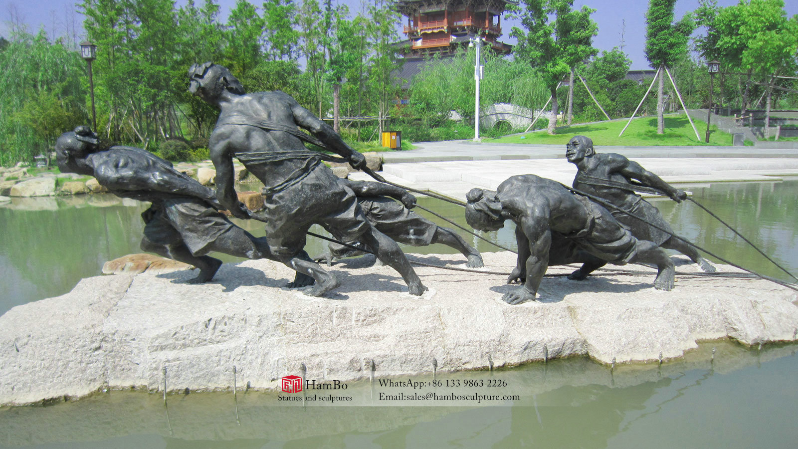 Tourist scenic spot seaside casting copper boatman sculpture production factory