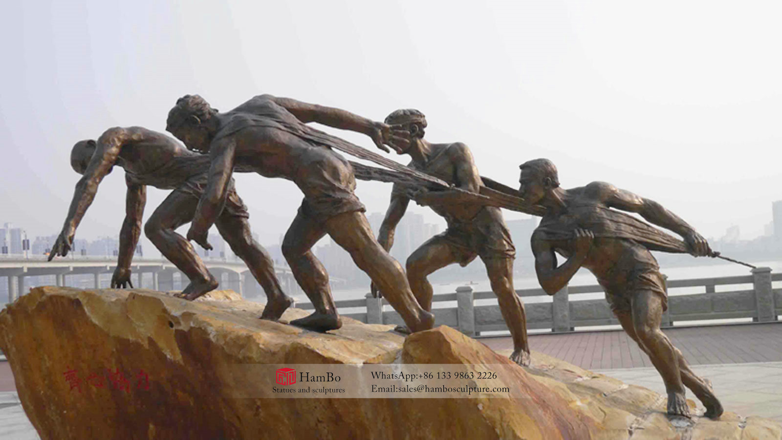 Tourist scenic spot seaside casting copper boatman sculpture production factory
