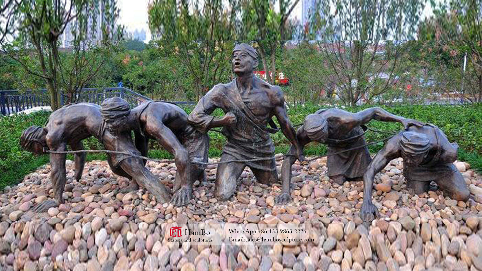 Tourist scenic spot seaside casting copper boatman sculpture production factory