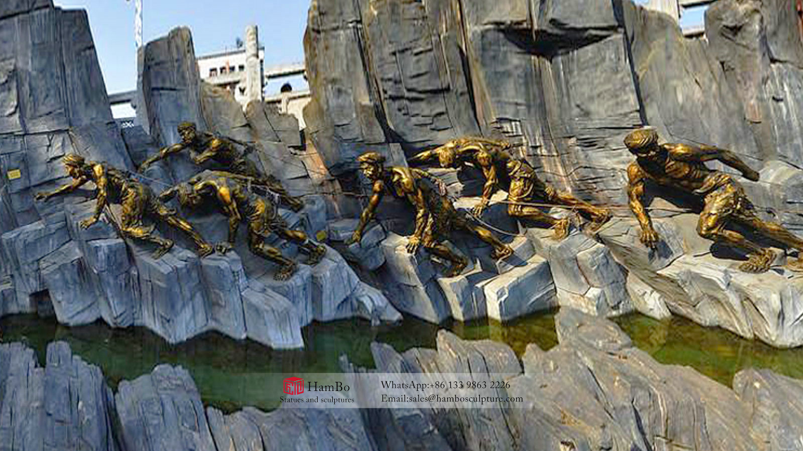 Tourist scenic spot seaside casting copper boatman sculpture production factory