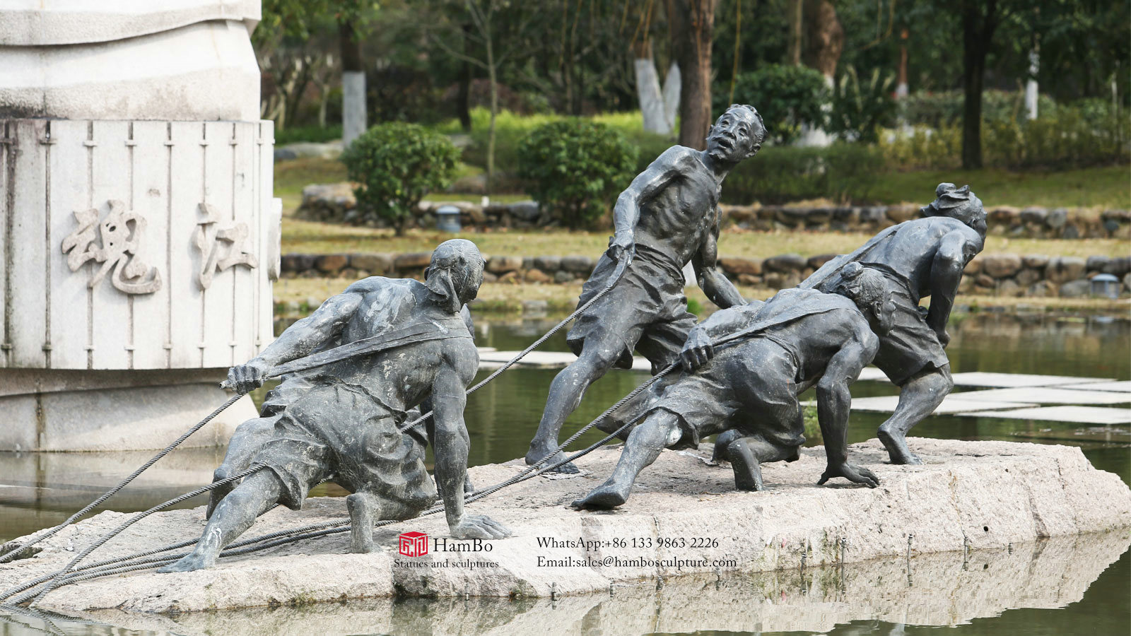 Tourist scenic spot seaside casting copper boatman sculpture production factory